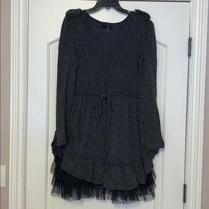 RYU Gray Sweater Dress/Tunic with lace